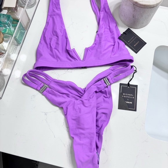 NEW WITH TAGS Revolve Michael Costello Kasie Purple Bikini Set - Picture 9 of 11